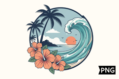 Summer Ocean Wave Palm Tree PNG Product Image 1