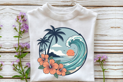 Summer Ocean Wave Palm Tree PNG Product Image 2