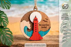 3D Summer Ornament Laser Cut. Hanging Ornament SVG Product Image 1