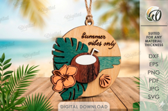 Summer Ornaments Bundle Laser Cut. Hanging Ornament SVG Product Image 6