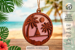 3D Summer Ornament Laser Cut. Hanging Ornament SVG Product Image 1
