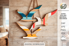 Summer Ornaments Laser Cut. Hanging Ornament. Birds SVG Product Image 1