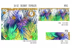 summer palm leaves sublimation design for tumbler and mug and pen