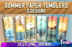 Summer Paper Tumblers Wrap 20 oz. | PNG Sublimation Product Image 1