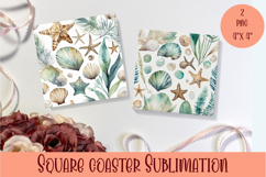 Sea summer square coaster SUBLIMATION Product Image 1