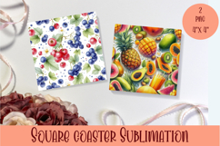 Summer fruits and berries square coaster SUBLIMATION Product Image 1