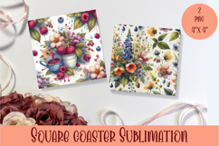 Summer fruits and berries square coaster SUBLIMATION Product Image 1