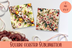 Summer fruits and berries square coaster SUBLIMATION Product Image 1