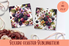 Summer fruits and berries square coaster SUBLIMATION Product Image 1