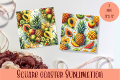 Summer fruits and berries square coaster SUBLIMATION Product Image 1