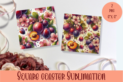 Summer fruits and berries square coaster SUBLIMATION Product Image 1
