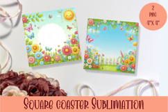 Summer fruits and berries square coaster SUBLIMATION Product Image 1