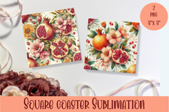 Summer fruits and berries square coaster SUBLIMATION Product Image 1