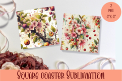 Summer fruits and berries square coaster SUBLIMATION Product Image 1