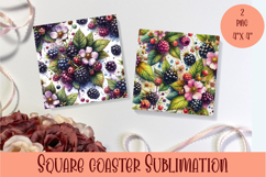 Summer fruits and berries square coaster SUBLIMATION Product Image 1