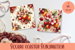 Summer fruits and berries square coaster SUBLIMATION Product Image 1
