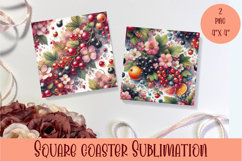 Summer fruits and berries square coaster SUBLIMATION Product Image 1