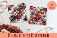 Summer fruits and berries square coaster SUBLIMATION Product Image 1