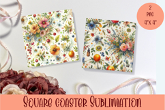Summer fruits and berries square coaster SUBLIMATION Product Image 1