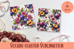 Summer fruits and berries square coaster SUBLIMATION Product Image 1