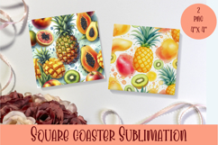 Summer fruits and berries square coaster SUBLIMATION Product Image 1