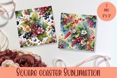 Summer fruits and berries square coaster SUBLIMATION Product Image 1