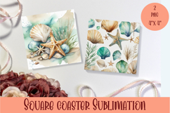 Sea summer square coaster SUBLIMATION Product Image 1