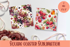 Summer fruits and berries square coaster SUBLIMATION Product Image 1