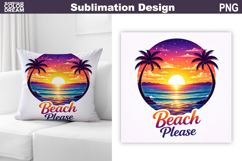 Beach Sunset Sublimation | Tropical Summer Shirt Pillow Product Image 1