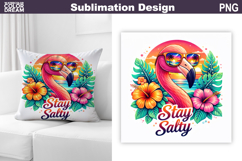 Flamingo Beach Sublimation | Tropical Summer Pillow Product Image 1