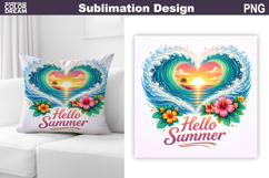 Ocean Heart Sunset Sublimation | Summer Beach Pillow Product Image 1