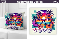 Salty Beach Sunset Sublimation | Tropical Summer Pillow Product Image 1