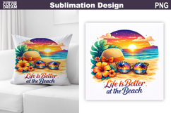 Beach Hat Sunset Sublimation | Tropical Summer Pillow Product Image 1