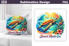 Sea Turtle Beach Sublimation | Tropical Summer Pillow Product Image 1