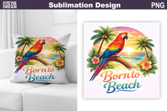 Tropical Parrot Beach Sublimation | Summer Pillow Product Image 1
