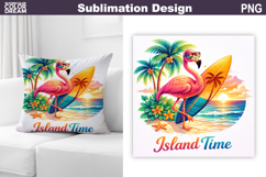 Flamingo Surf Beach Sublimation | Summer Tropical Pillow Product Image 1