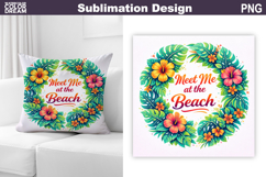 Tropical Beach Floral Sublimation | Summer Quote Pillow Product Image 1