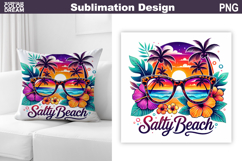 Salty Beach Sunset Sublimation | Summer Tropical Pillow Product Image 1