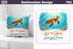 Sea Turtle Ocean Sublimation | Summer Quote Pillow Product Image 1