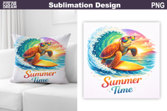 Surfing Sea Turtle Sublimation | Summer Time Pillow Product Image 1