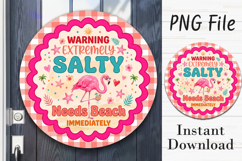 Summer Pink Flamingo Beach Door Hanger PNG Product Image 1