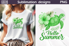 Hello Summer Sublimation | Cute Sea Turtle Beach Design Product Image 1
