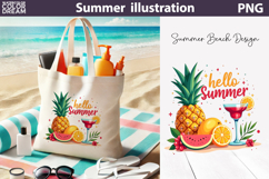 Hello Summer Sublimation PNG | Tropical Fruits Cocktail Product Image 1