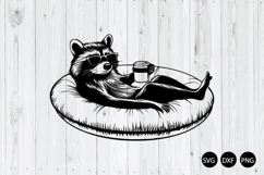 Summer Raccoon Relaxing on Pool Float SVG, Raccoon SVG Product Image 1