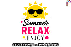 Summer Relax Enjoy PNG Tropical Sunshine Fun Quote Design