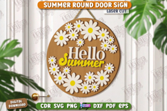 Summer Round Sign Laser Cut | Round Wall Sign | Porch Sign Product Image 1