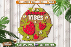 Summer Round Sign Laser Cut | Round Wall Sign | Porch Sign Product Image 1