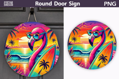 Flamingo Surf Door Sign | Tropical Beach Summer Decor Product Image 1