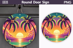 Tropical Sunset Door Sign | Beach Palm Tree Decor Product Image 1