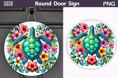 Sea Turtle Floral Door Sign | Tropical Beach Decor Product Image 1